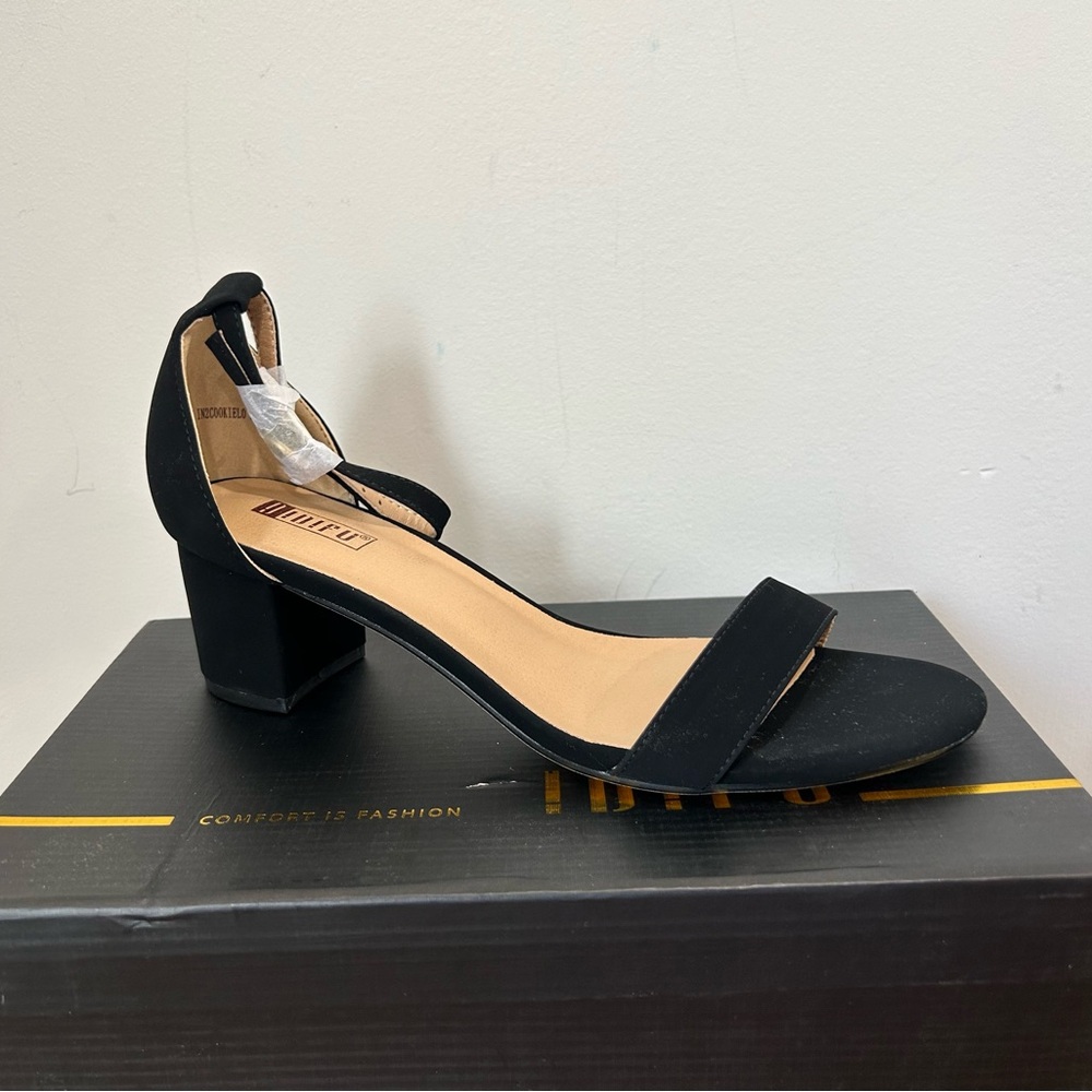 Wild Diva Black Open-Toe Block Heels